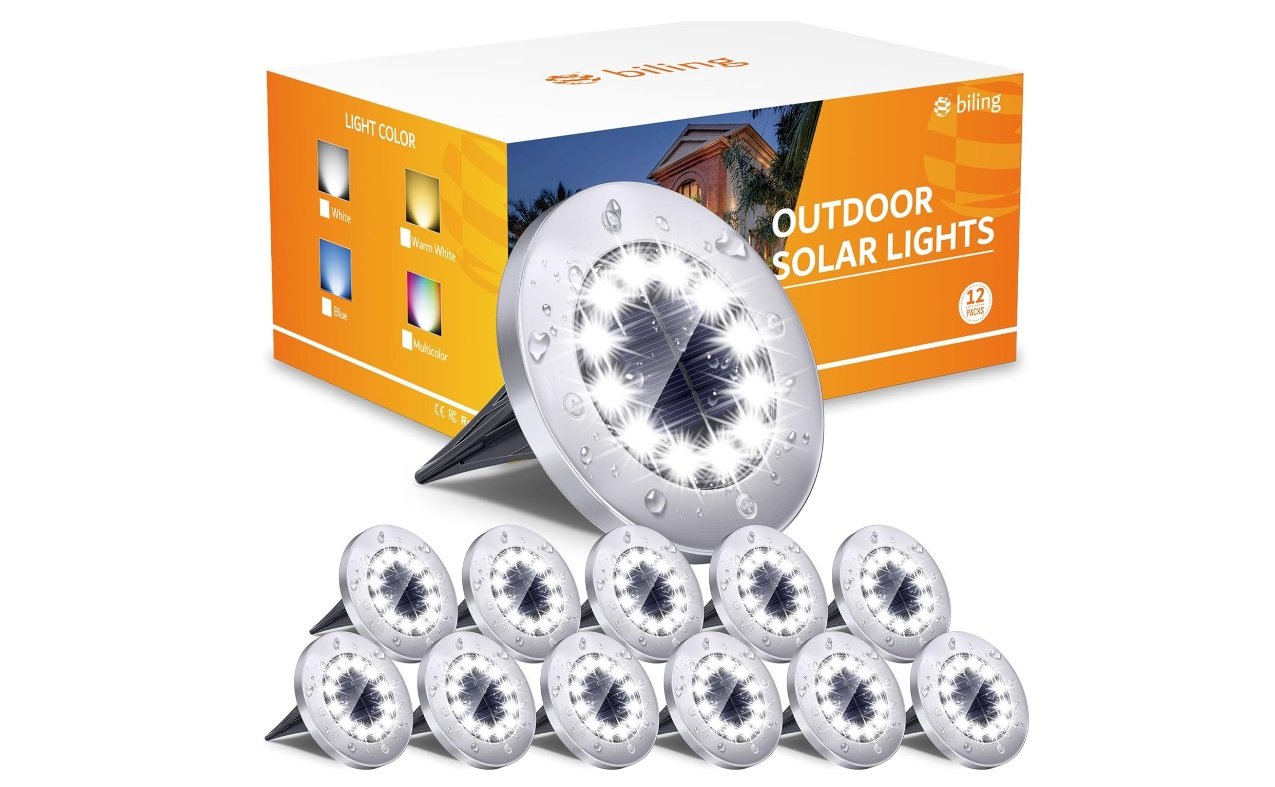 uma caixa de luminárias solar para jardim